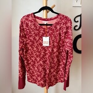 NEW Knox Rose Floral Thermal Long Sleeve Shirt Women’s Size Medium Henley Top